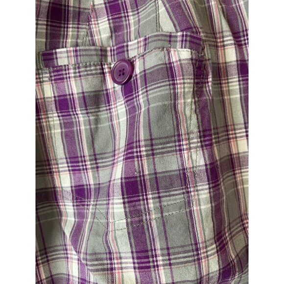 Lane Bryant Sz 20 Plaid Bermuda Shorts Purple Grey Plaid - Picture 6 of 10